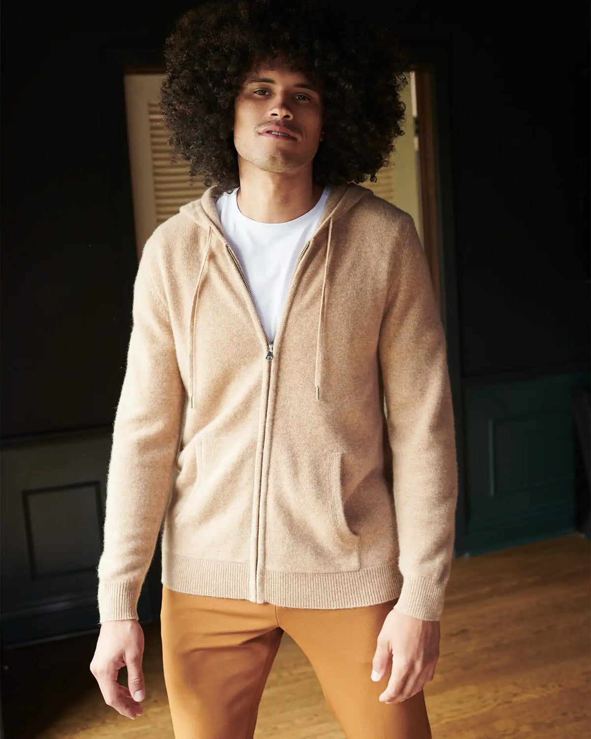 Mongolian Spring Cashmere Full-Zip Hoodie
