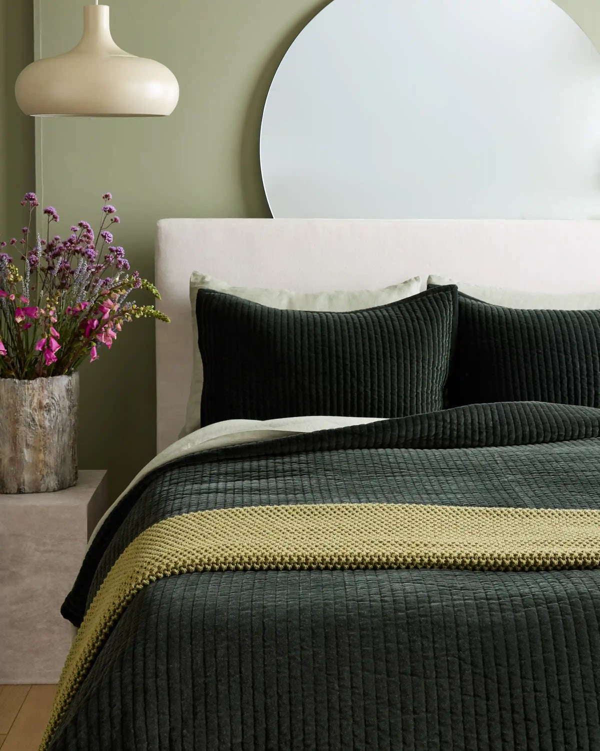 Cotton Velvet Narrow Channel Quilted Sham Set