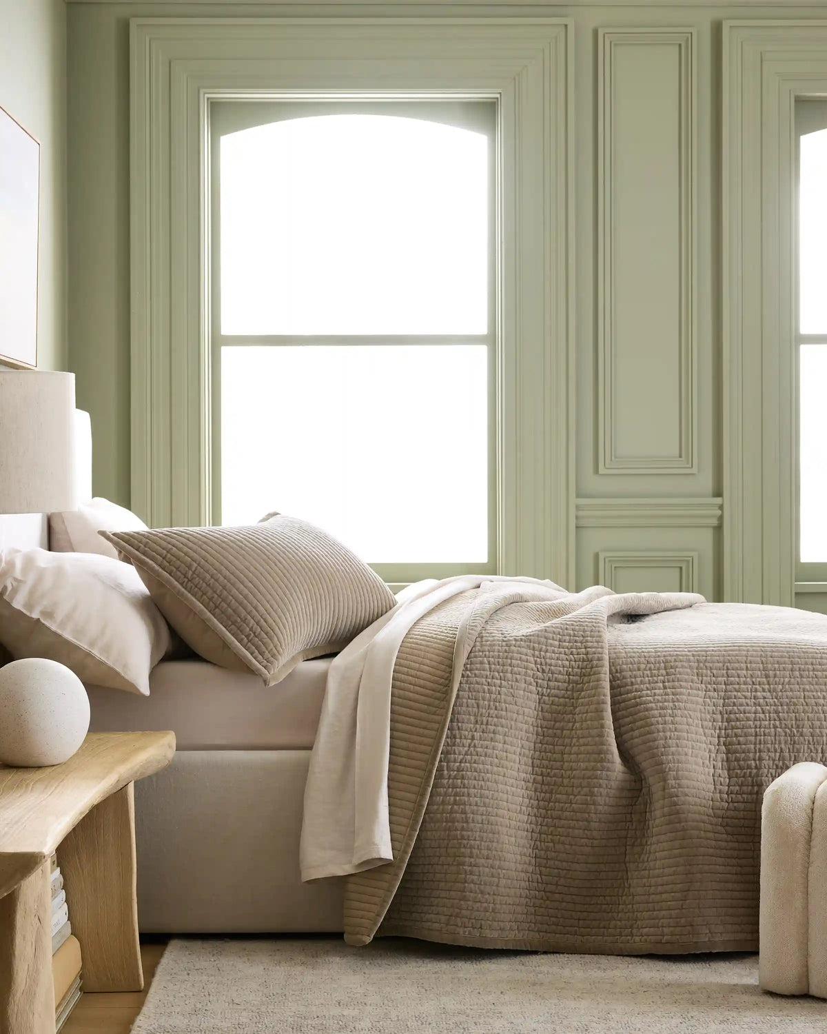 Cotton Velvet Narrow Channel Quilted Sham Set