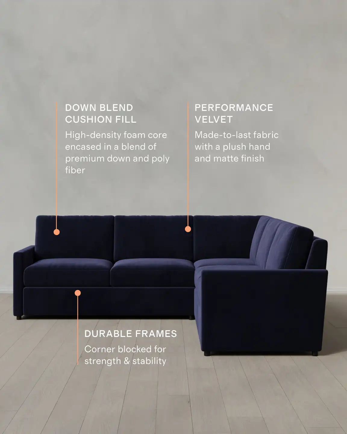 Brennan L Sectional in Performance Velvet