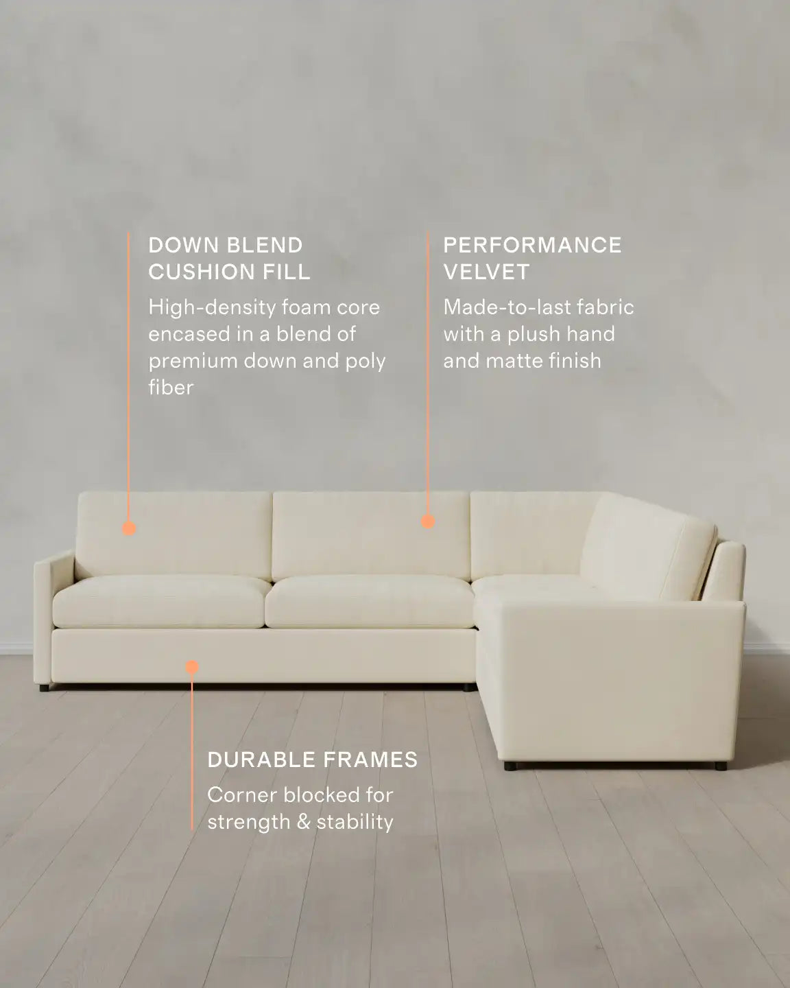 Brennan L Sectional in Performance Velvet