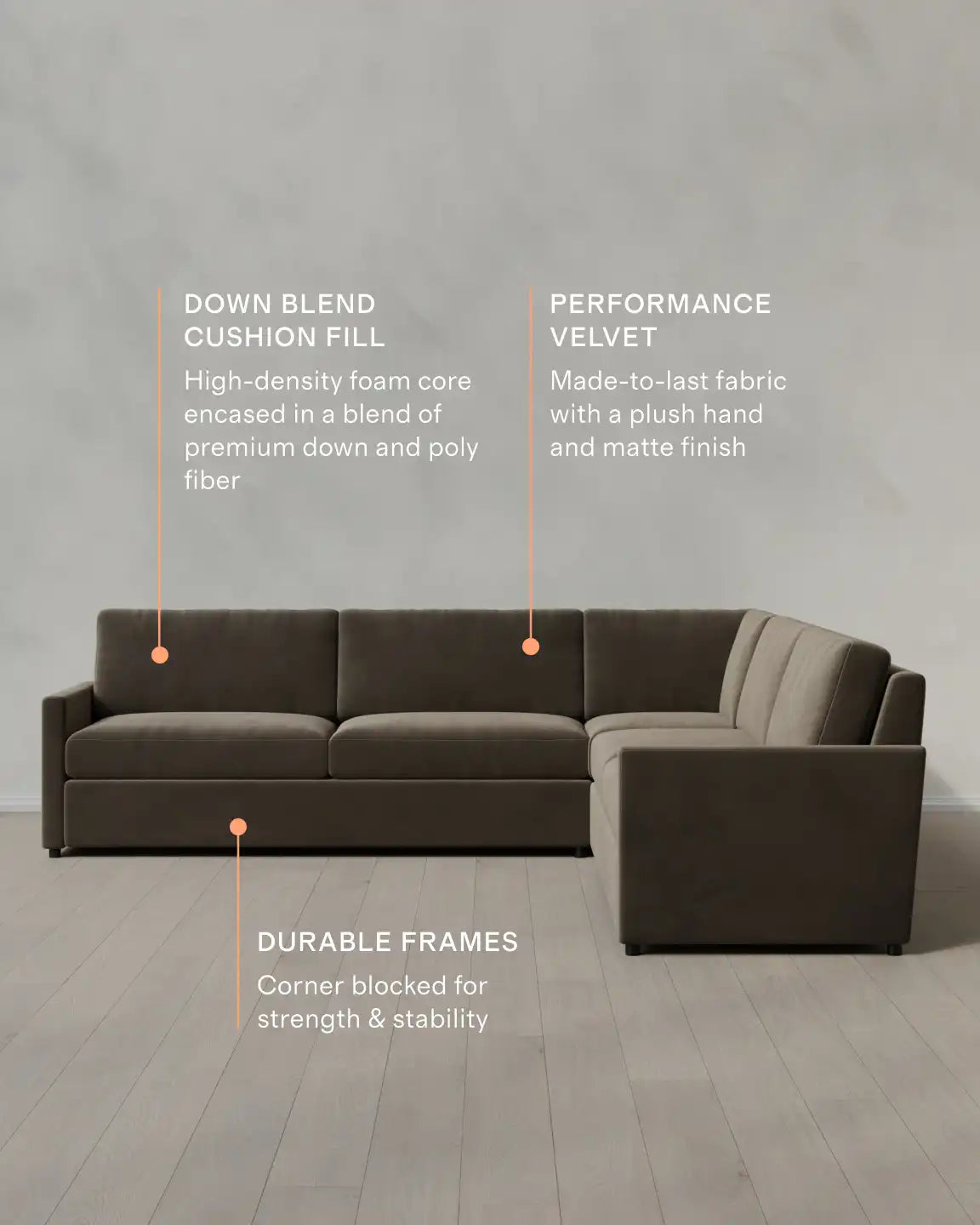 Brennan L Sectional in Performance Velvet