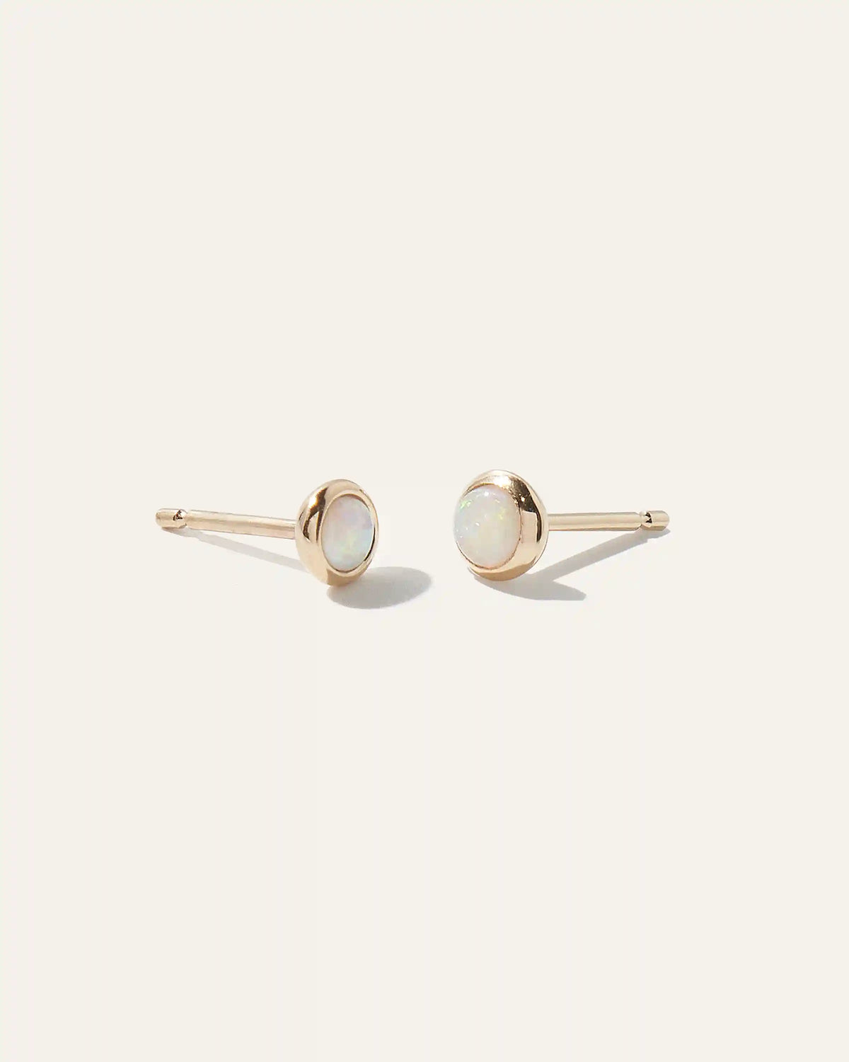 14K Gold Mini Opal Cabochon Studs