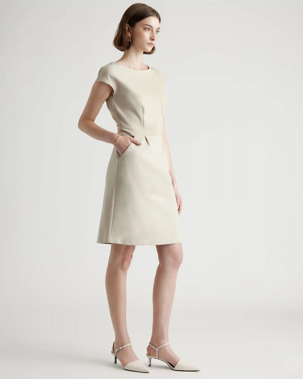 Ultra-Stretch Ponte Cap Sleeve Dress