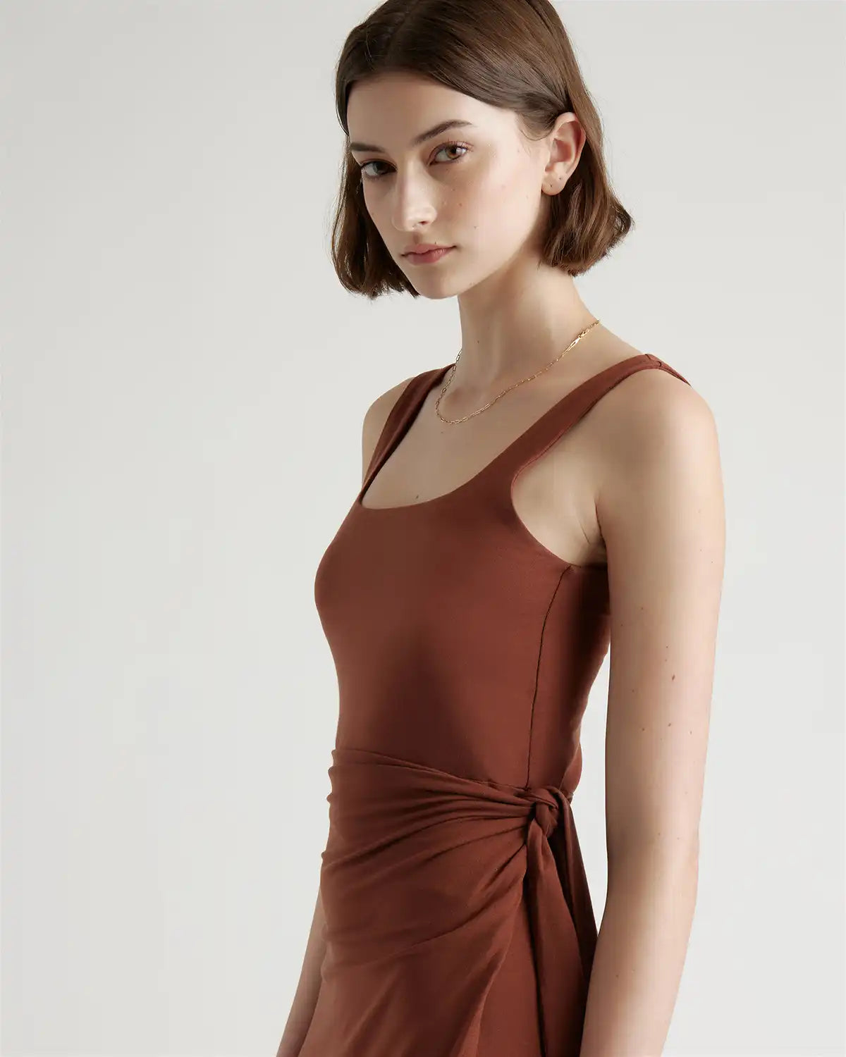 Tencel Jersey Side Tie Midi Dress