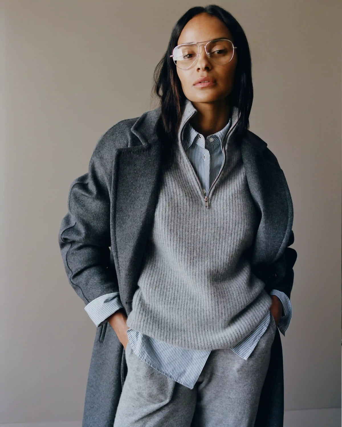Mongolian Cashmere Fisherman Quarter Zip Sweater