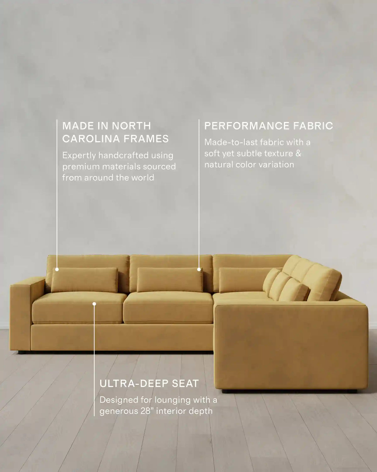 Ashford Deep Seat L Sectional in Performance Velvet