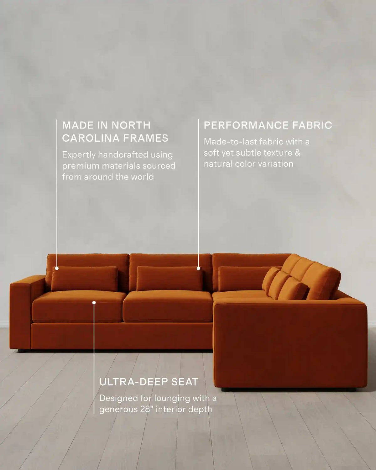Ashford Deep Seat L Sectional in Performance Velvet