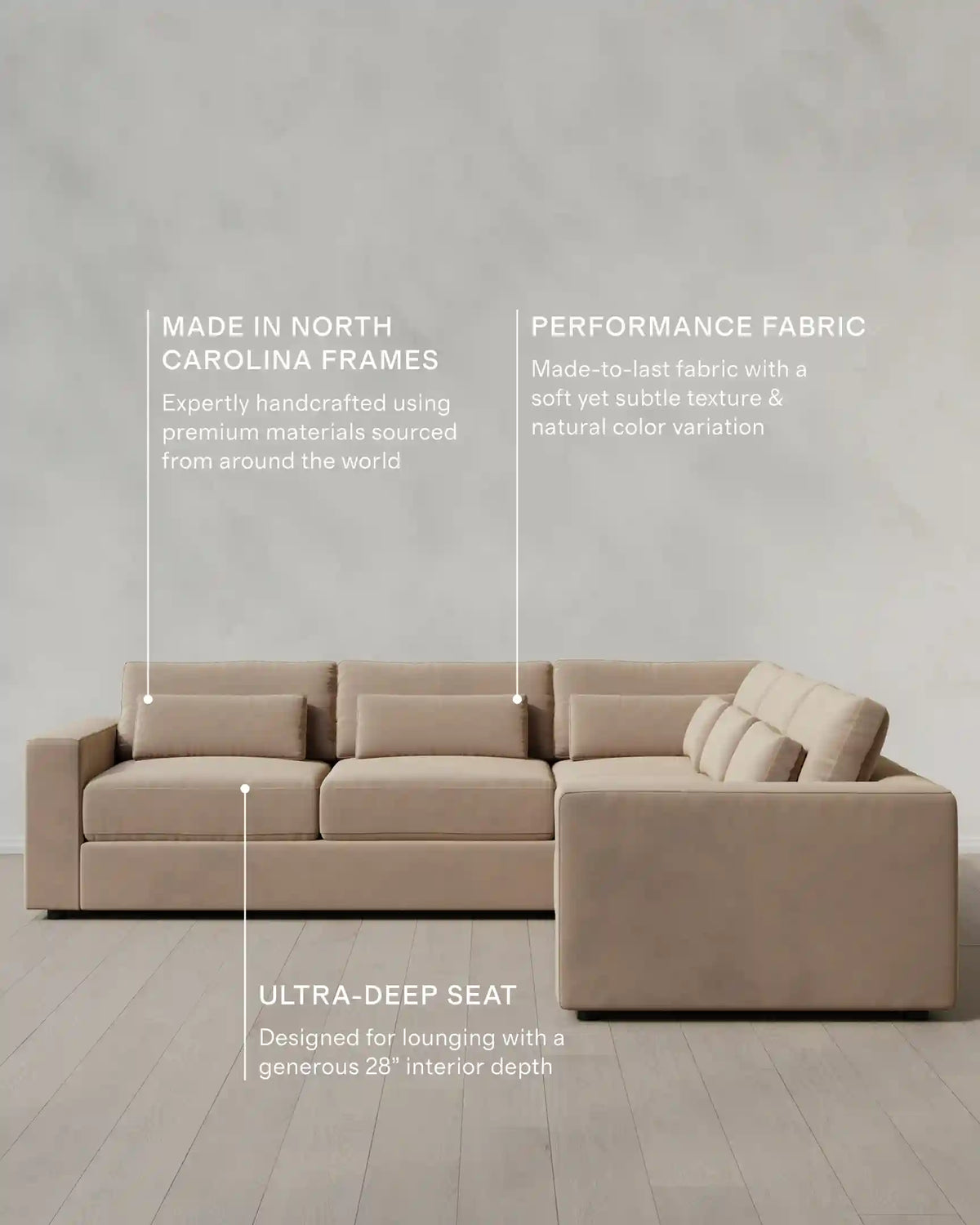 Ashford Deep Seat L Sectional in Performance Velvet