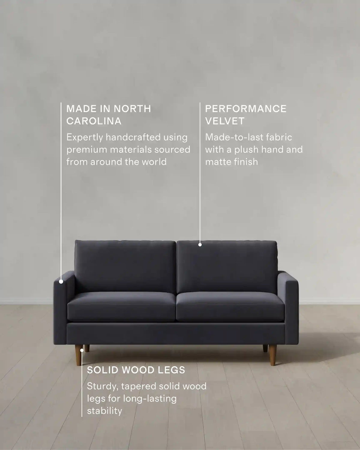 Atlas Midcentury Sofa in Performance Velvet