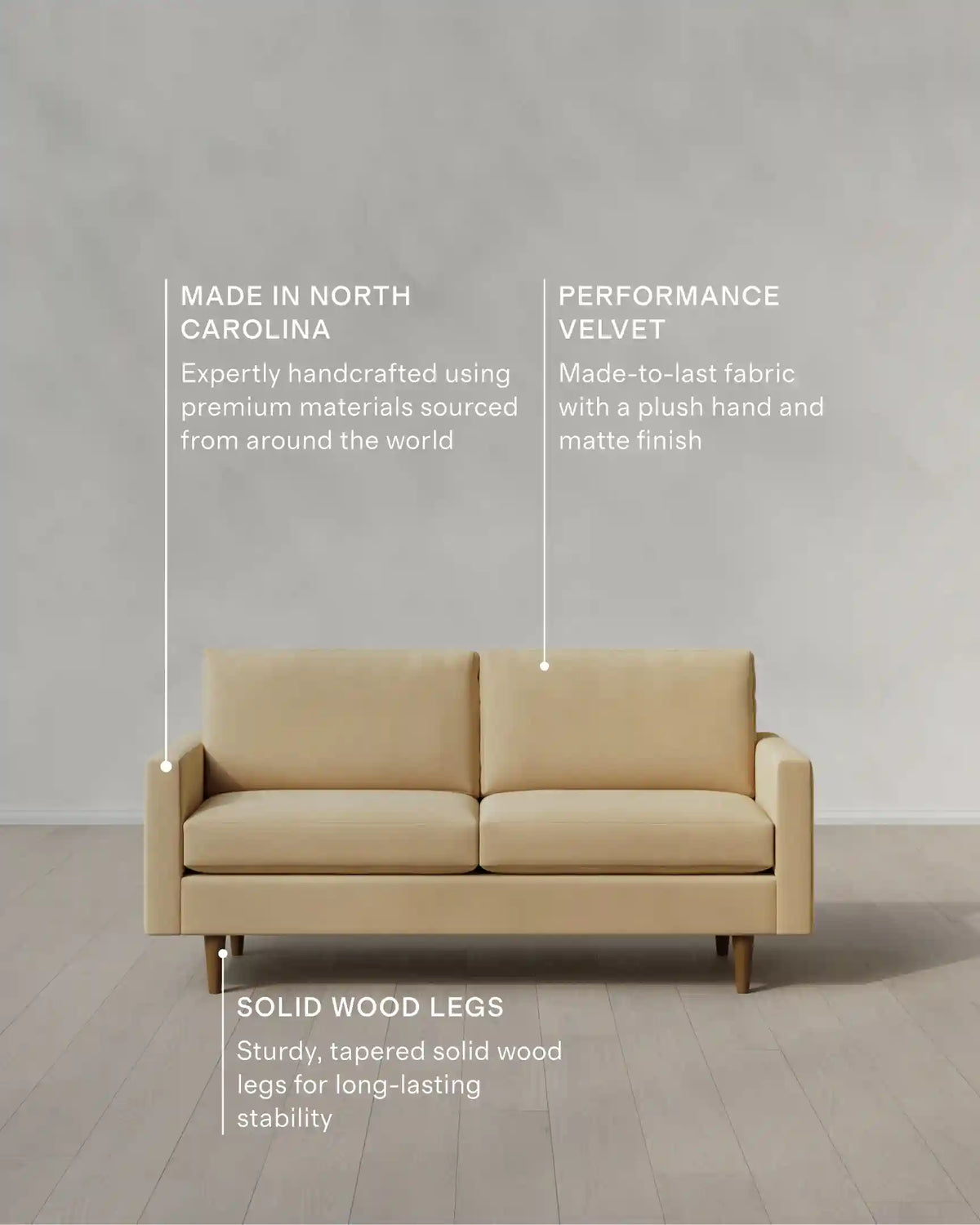 Atlas Midcentury Sofa in Performance Velvet