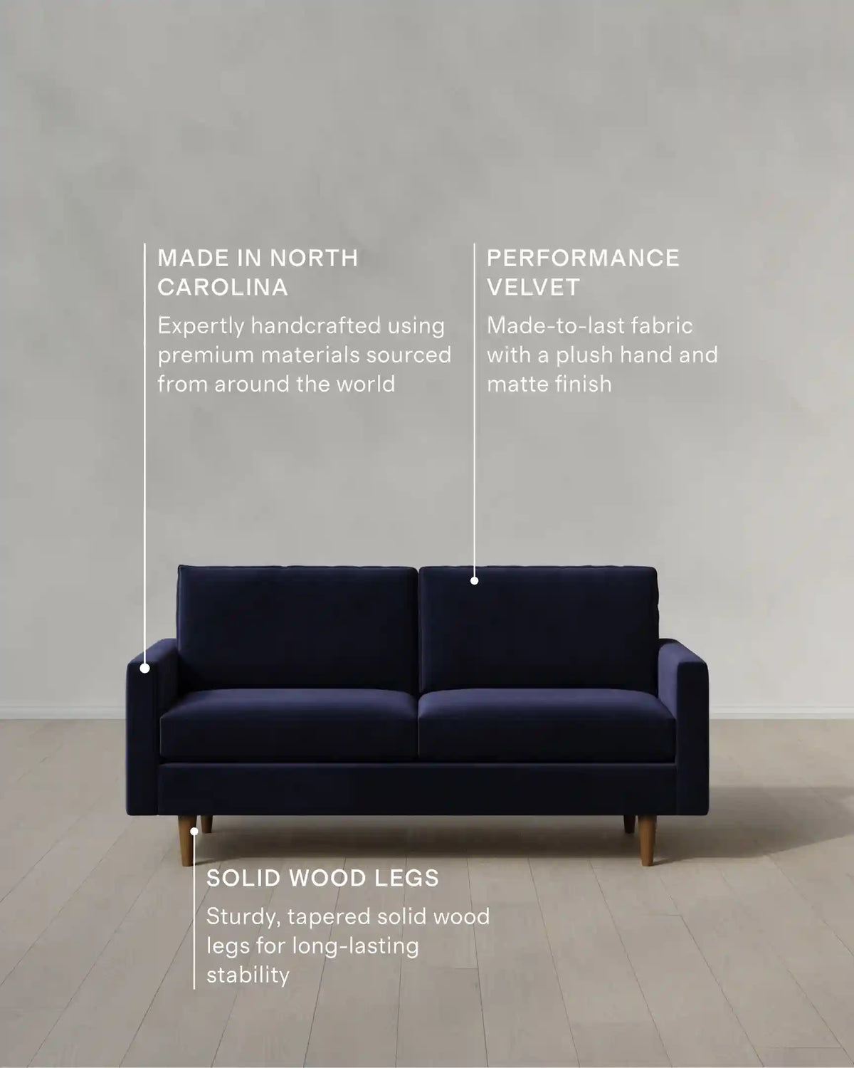 Atlas Midcentury Sofa in Performance Velvet