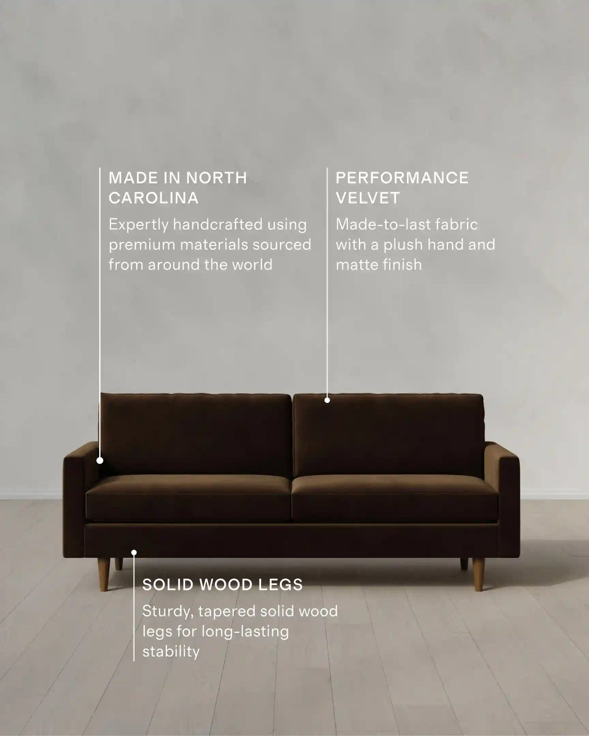 Atlas Midcentury Sofa in Performance Velvet