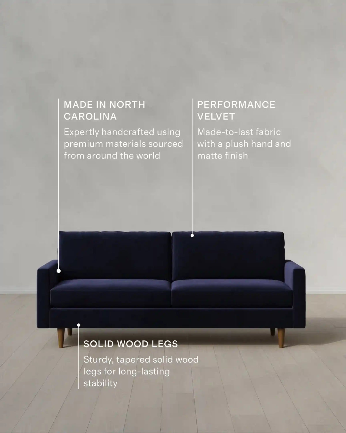 Atlas Midcentury Sofa in Performance Velvet
