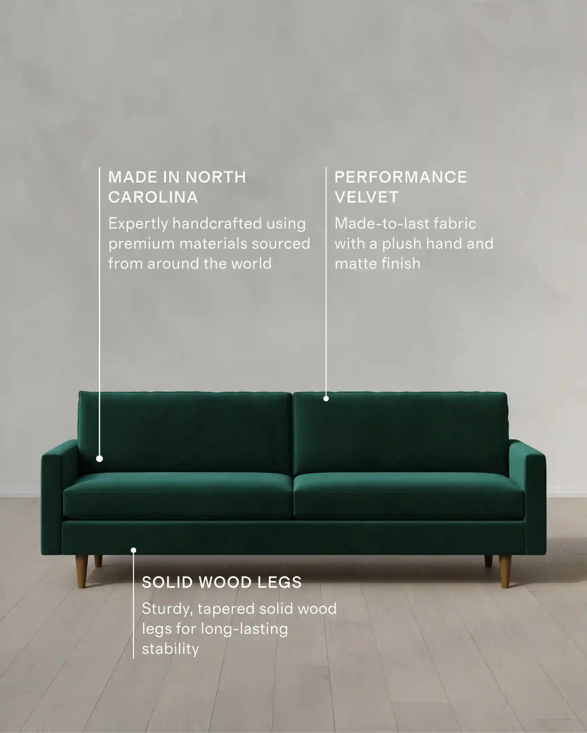Atlas Midcentury Sofa in Performance Velvet