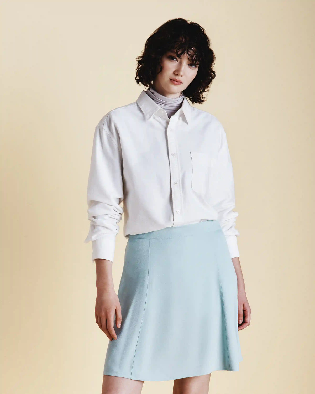 Lightweight Crepe A-Line Mini Skirt