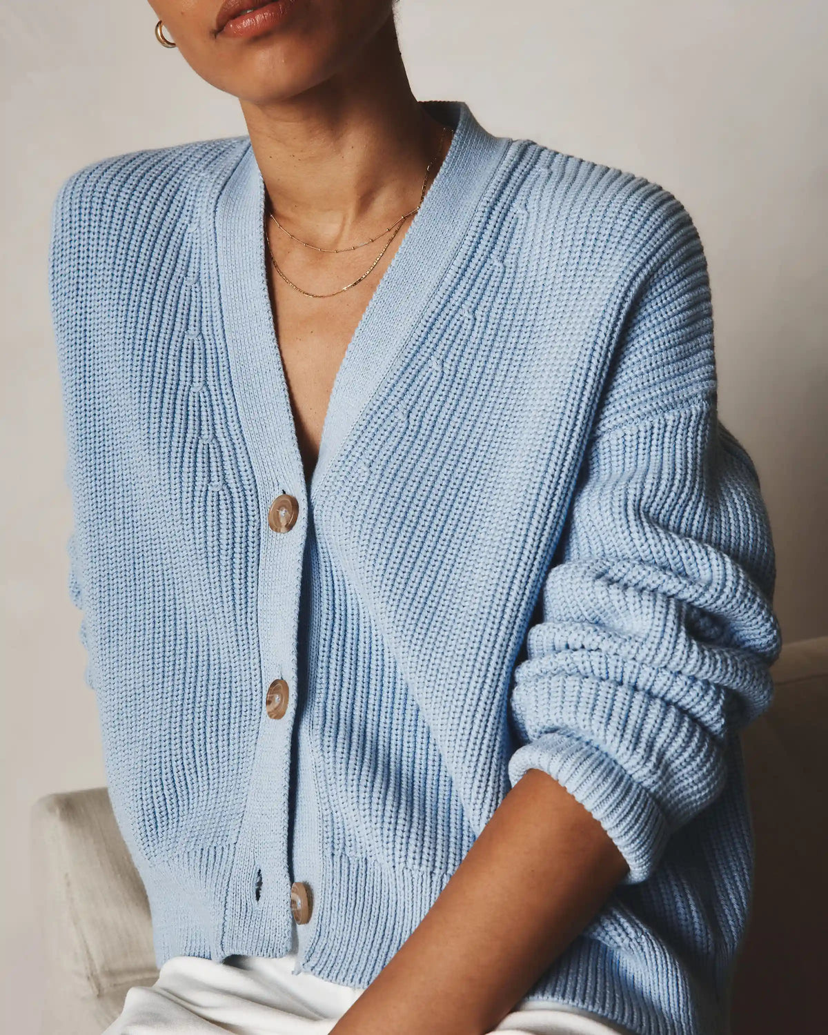 100% Organic Cotton Fisherman Boxy Cropped Cardigan
