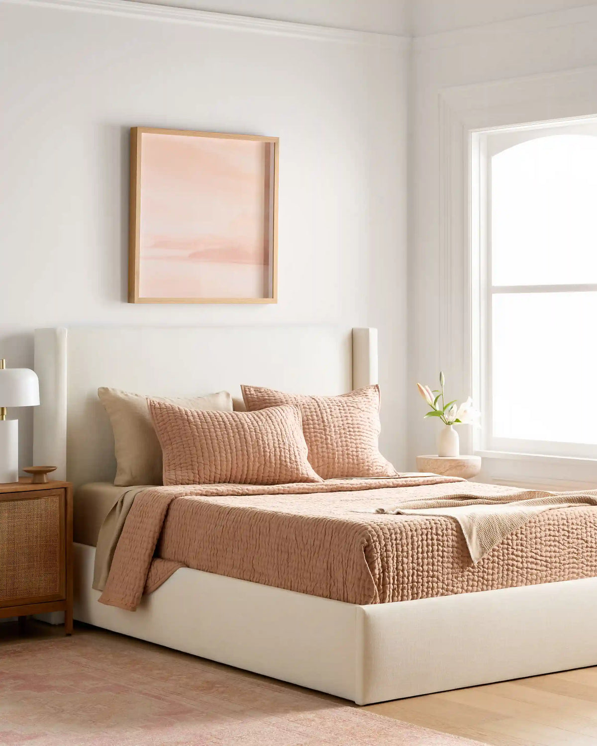 Wingback Bed in Performance Linen Blend