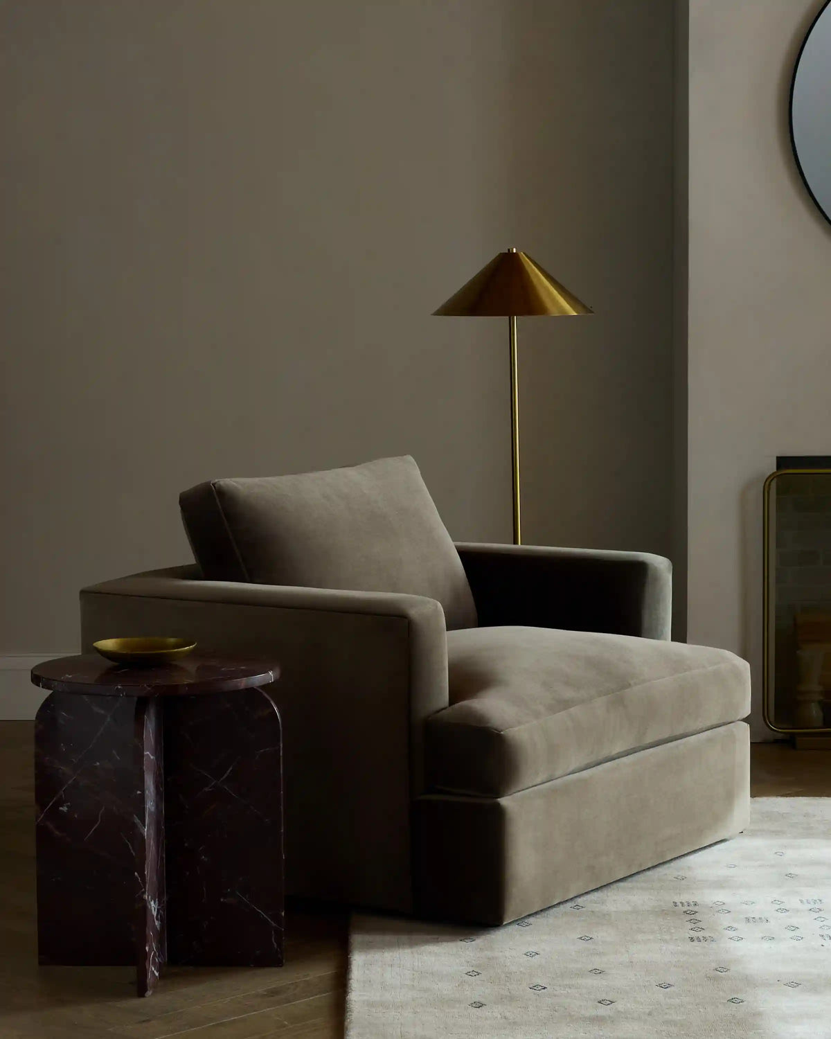Sierra Curved Arm Accent Chair in Performance Velvet