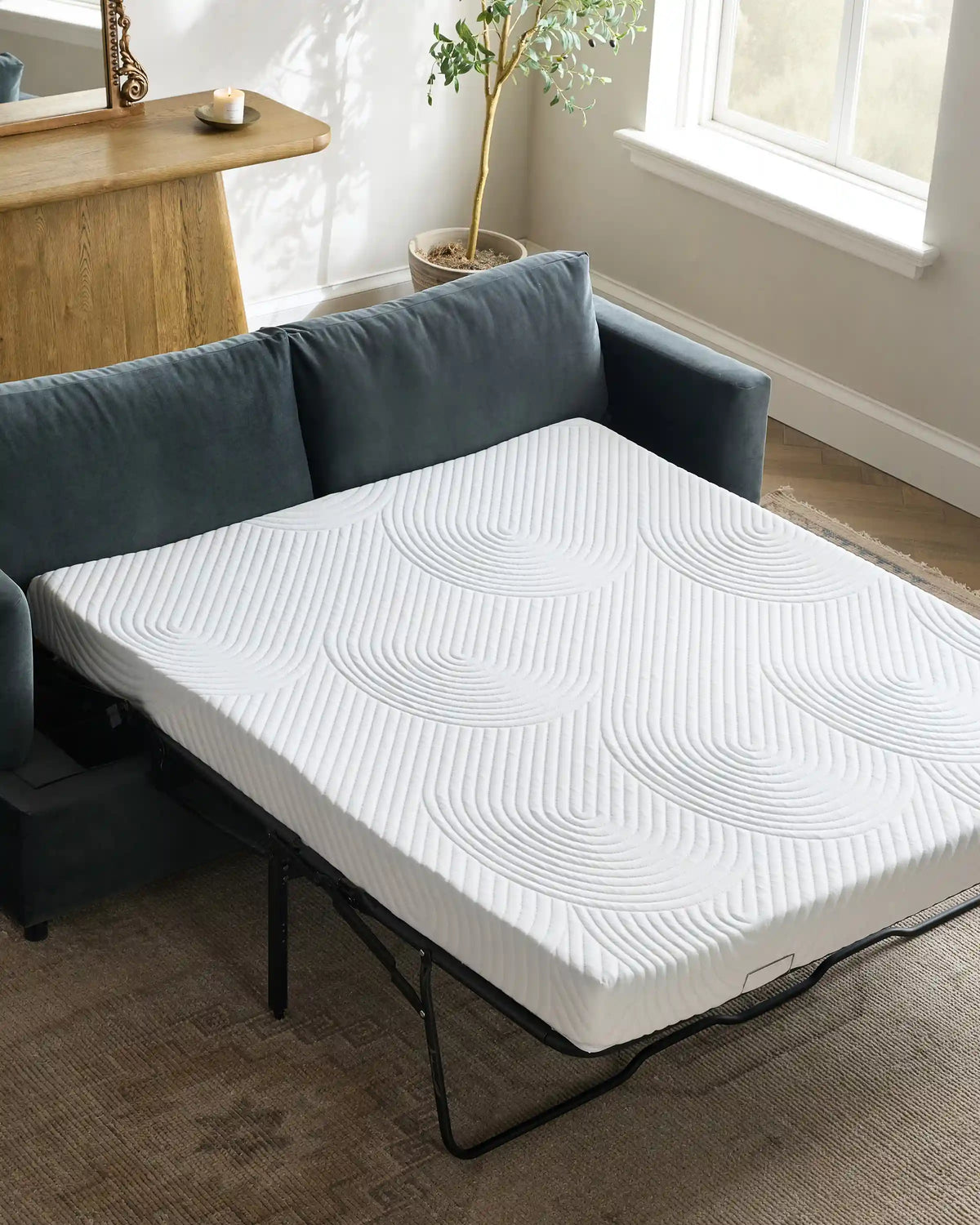 Sierra Curved Arm Sleeper Sofa in Performance Velvet