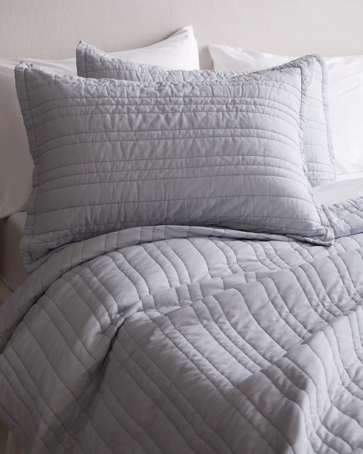 Organic Cotton Stripe Stitch Quilted Sham Set