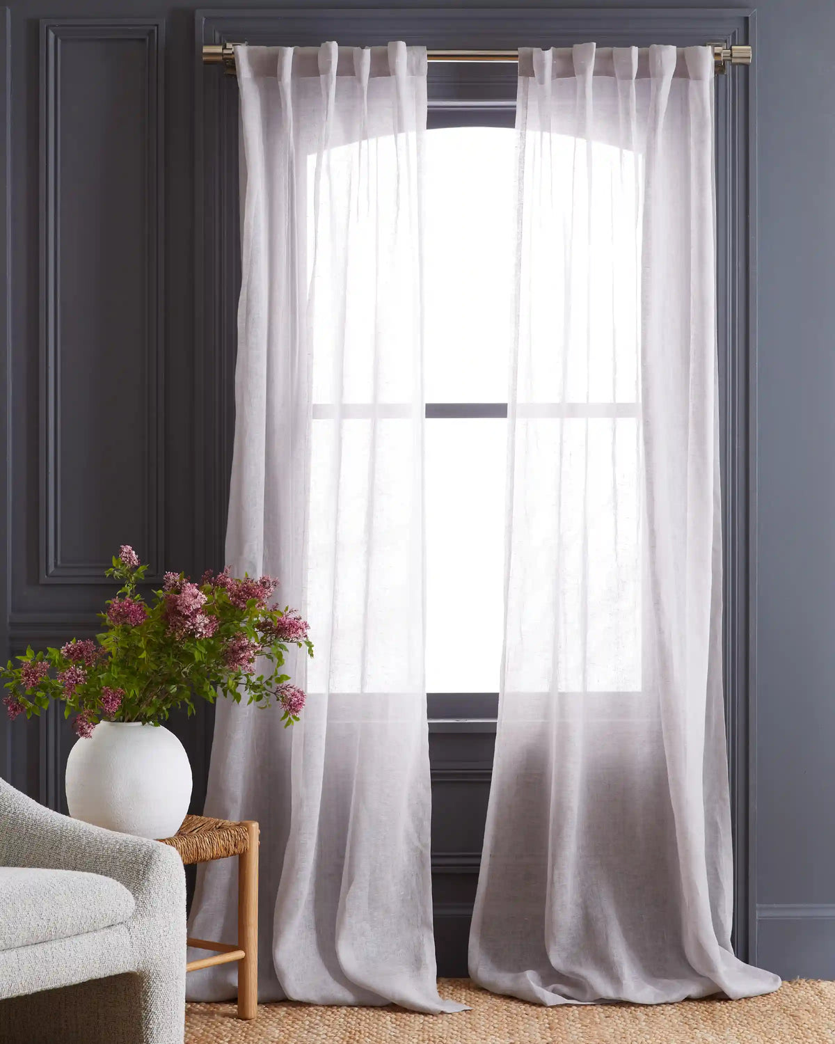 European Linen Sheer Curtain Set (Set of 2)