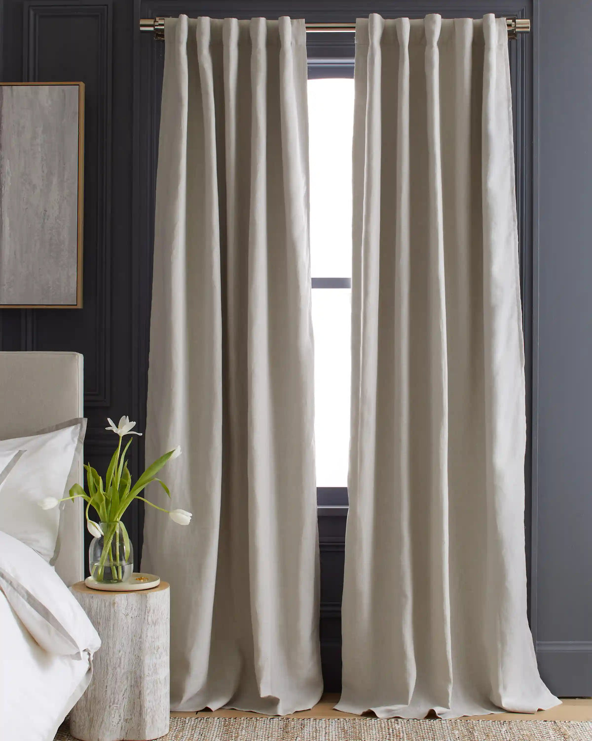 European Linen Room Darkening Curtain - Single Panel