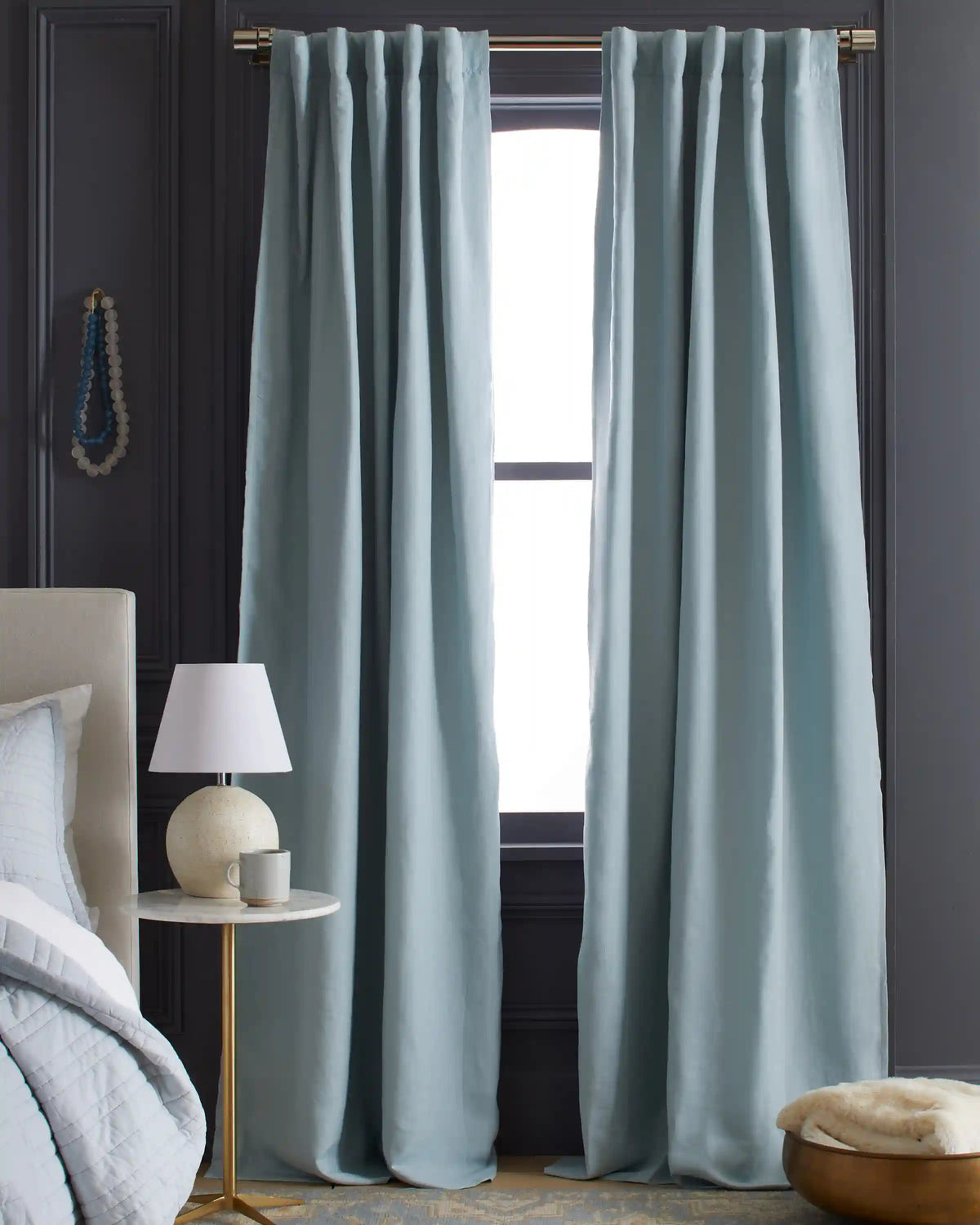 European Linen Room Darkening Curtain - Single Panel