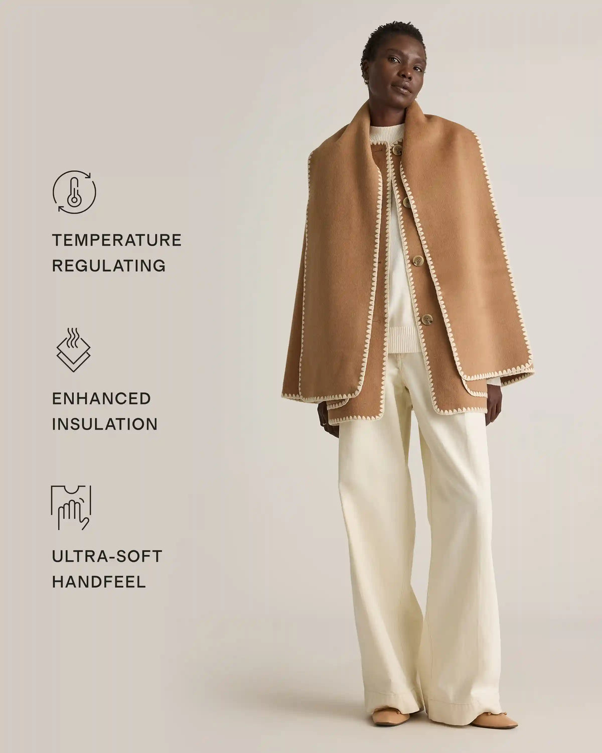 Double-Faced Merino Wool Scarf Coat