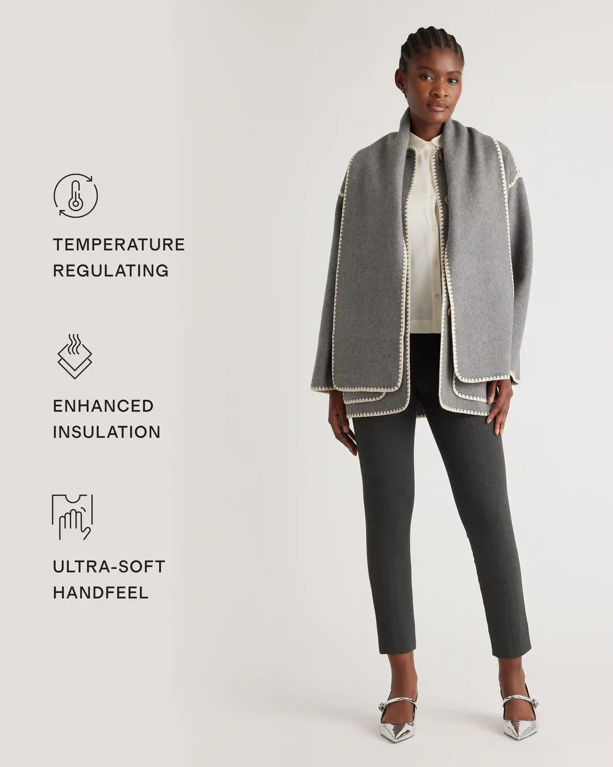 Double-Faced Merino Wool Scarf Coat