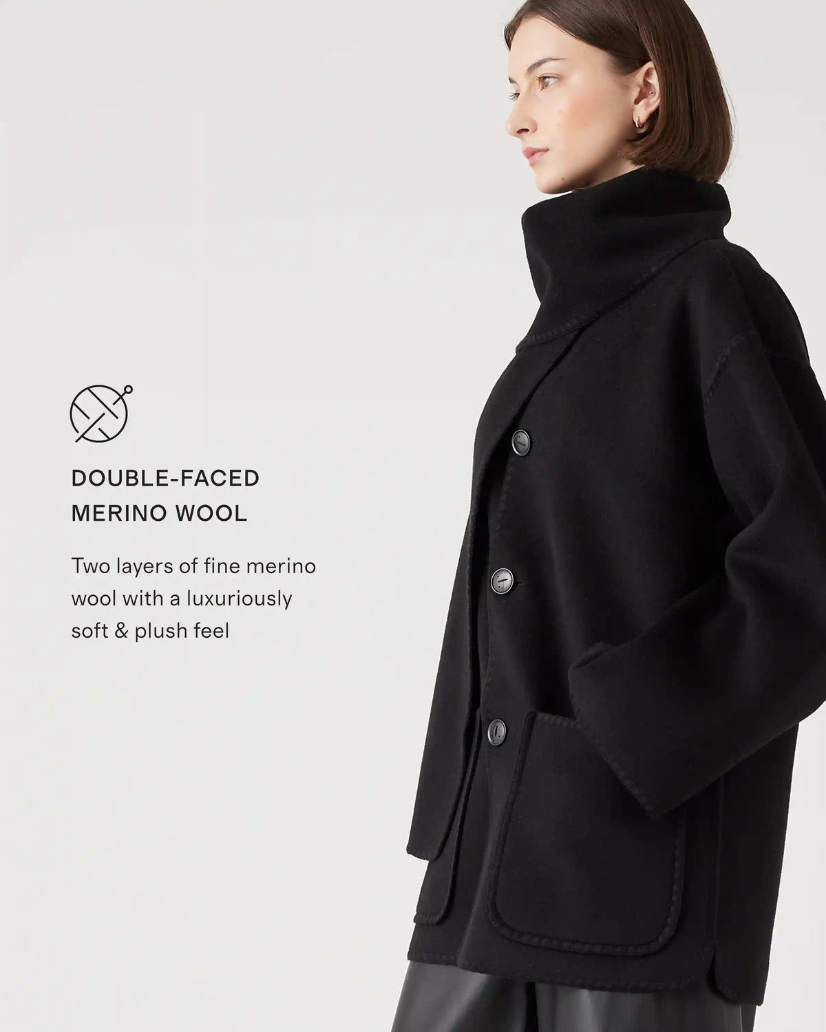 Double-Faced Merino Wool Scarf Coat