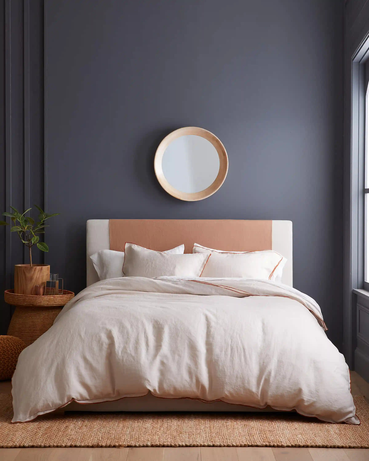 European Linen Double Embroidered Edge Duvet Cover