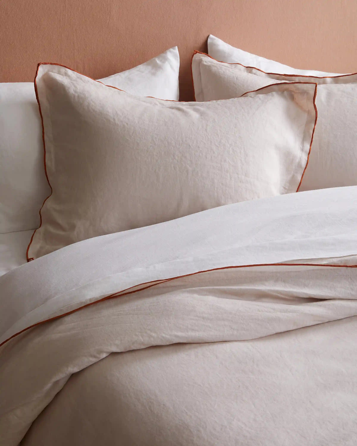 European Linen Double Embroidered Edge Duvet Cover Set