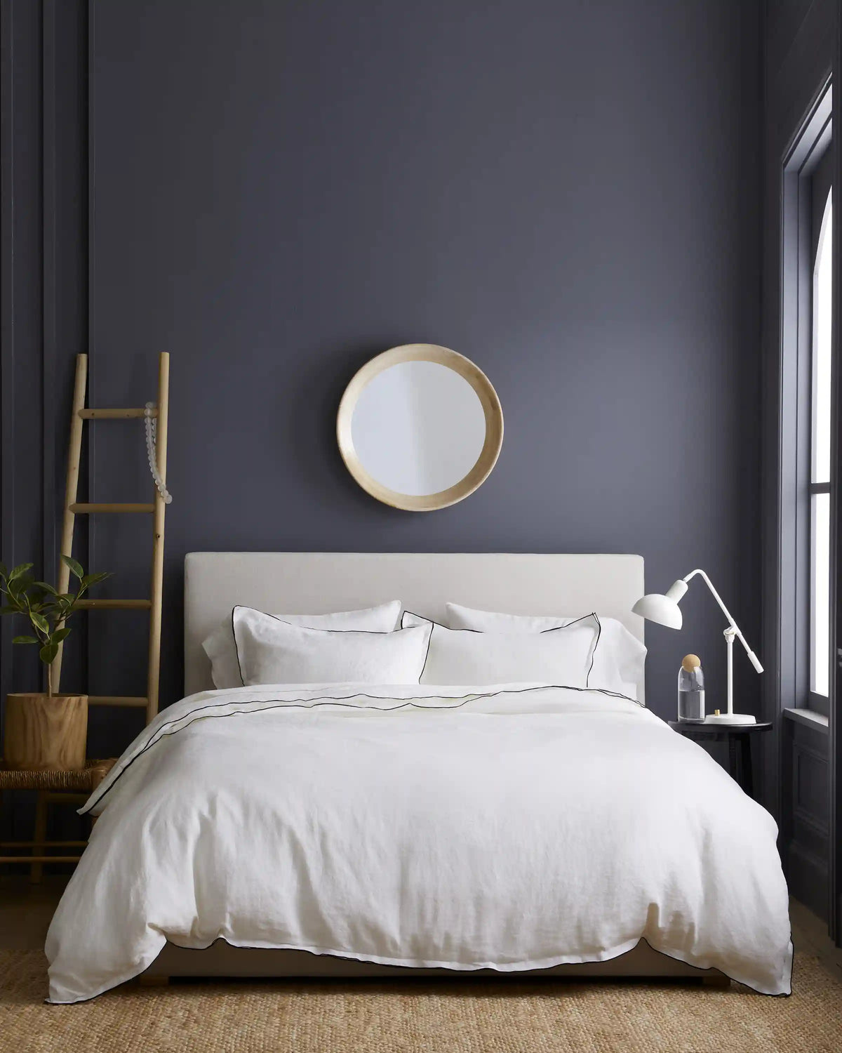 European Linen Double Embroidered Edge Duvet Cover Set