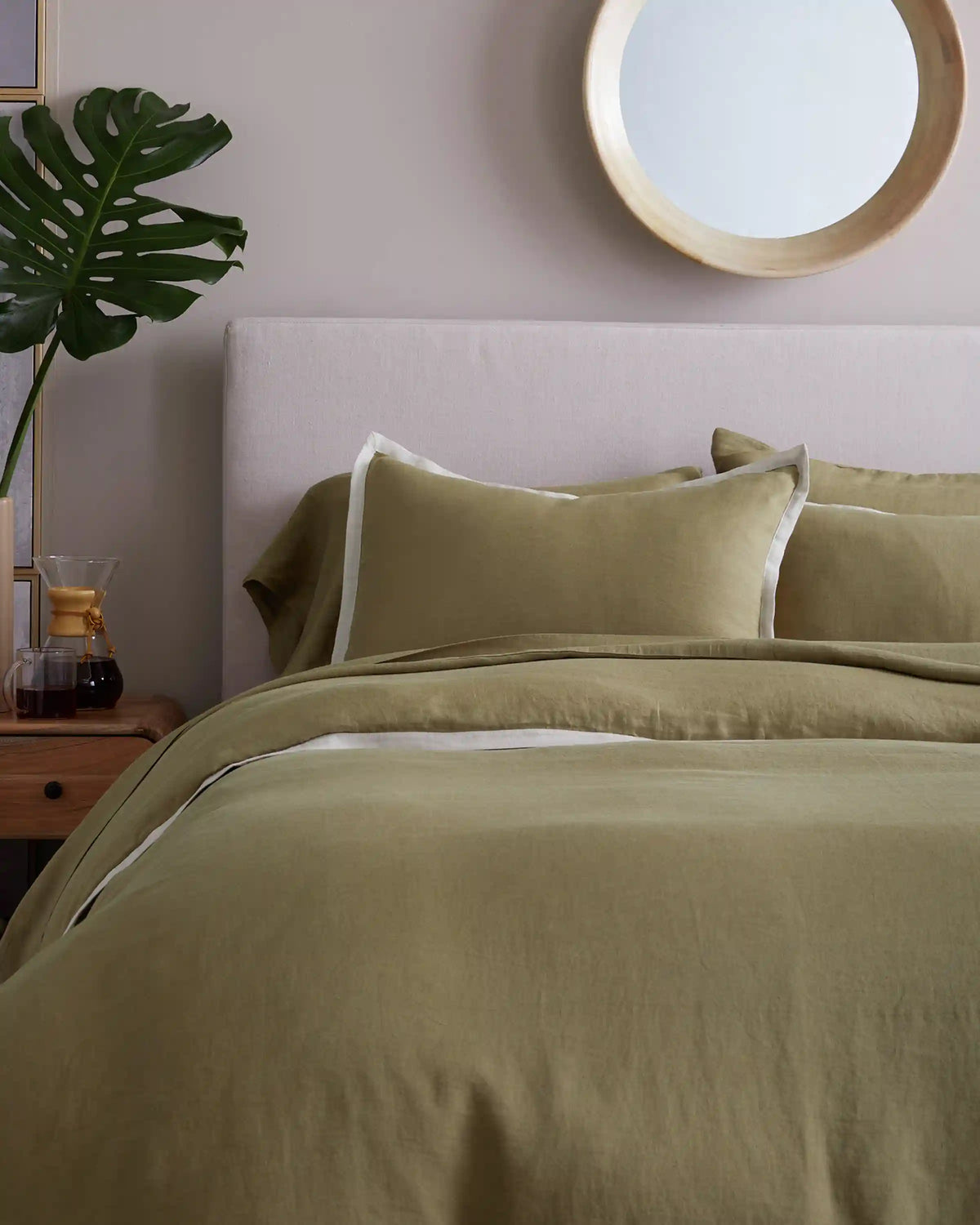 European Linen Contrast Flange Duvet Cover