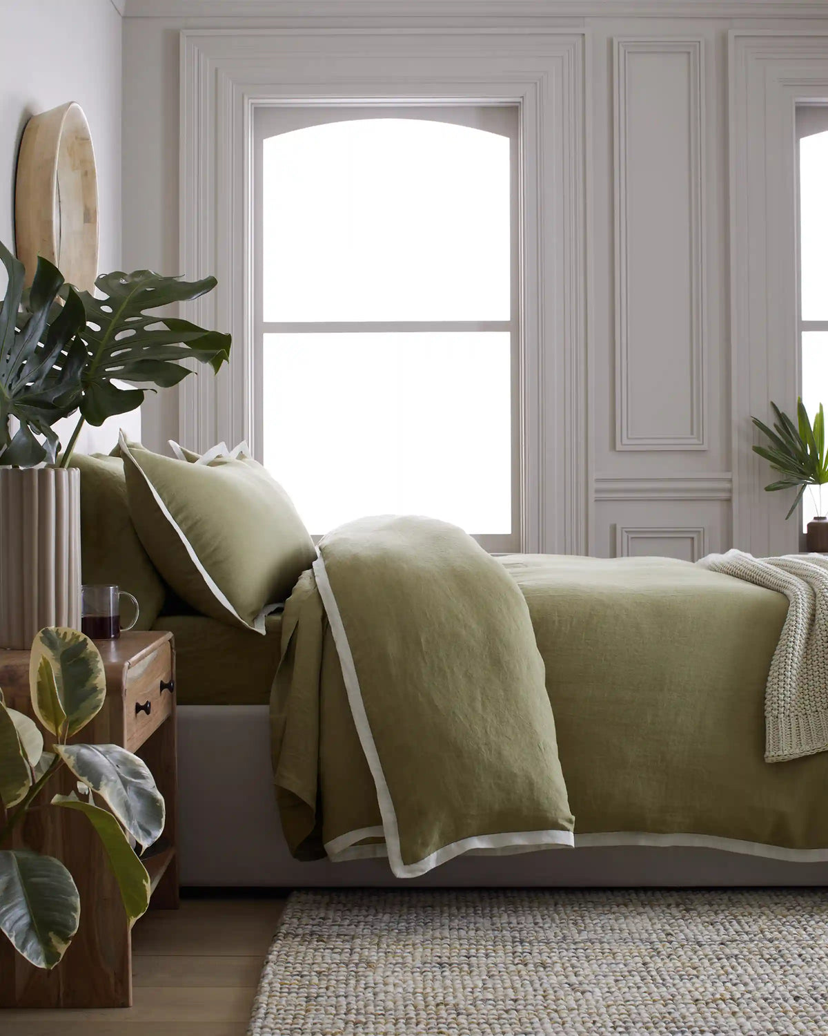 European Linen Contrast Flange Duvet Cover