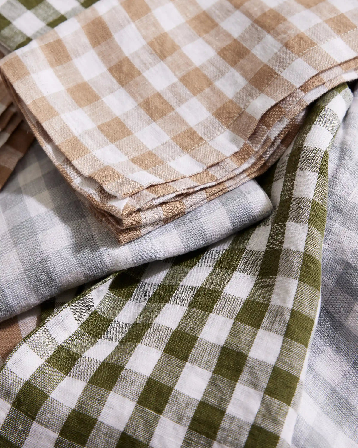 European Linen Gingham Napkins, Set of 8