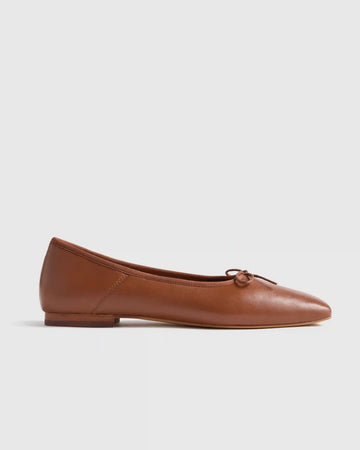 Italian Leather Square Toe Ballet Flat