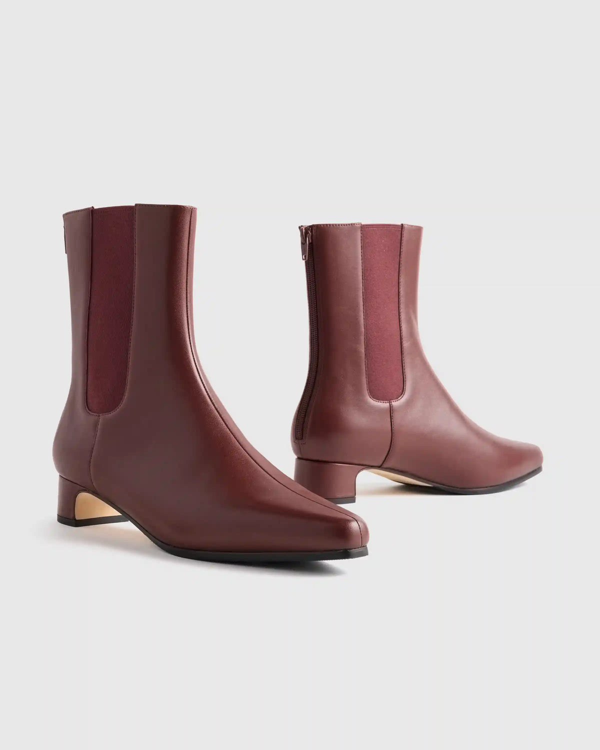 Italian Leather Kitten Heel Ankle Boot