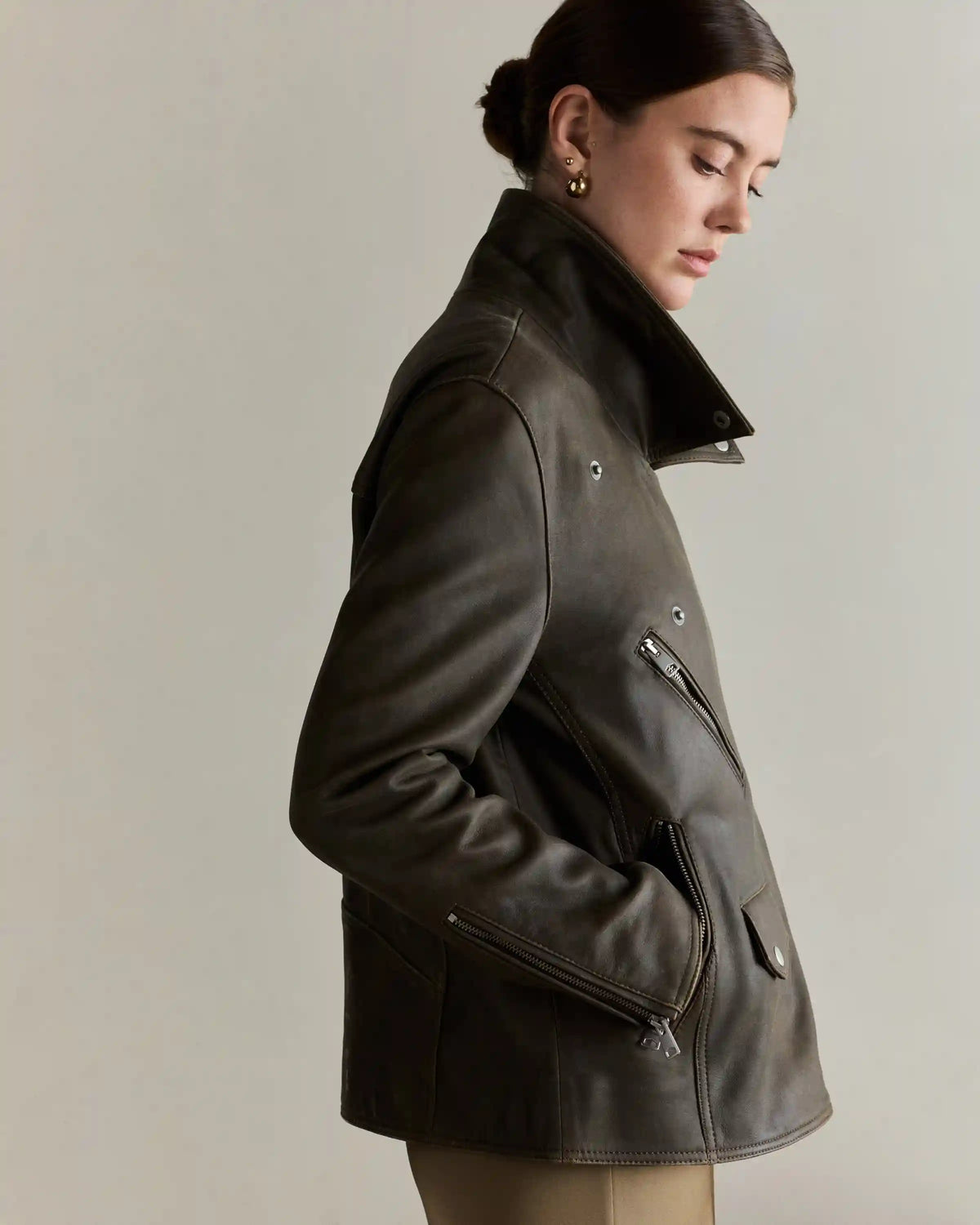 100% Leather Oversized Biker Jacket