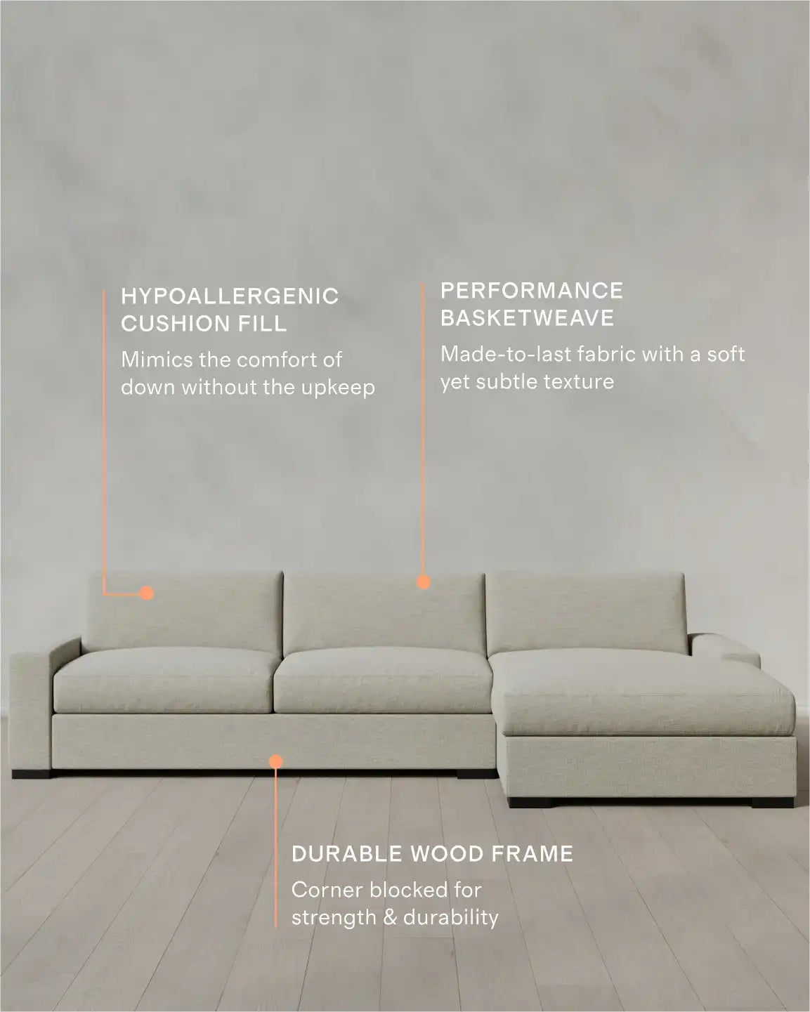Stillman Chaise Sectional in Performance Basketweave