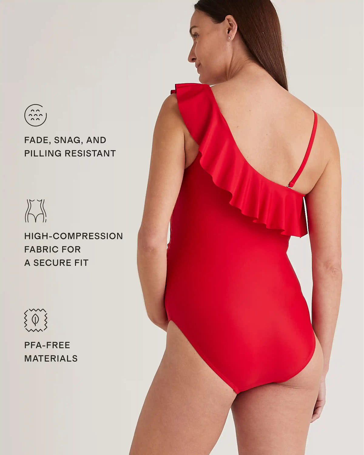 Italian Maternity One Shoulder Ruffle One-Piece Swimsuit