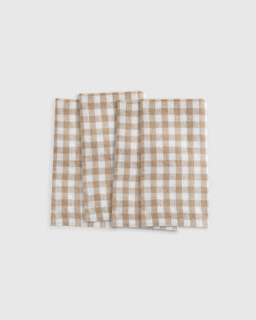 European Linen Gingham Napkins, Set of 4