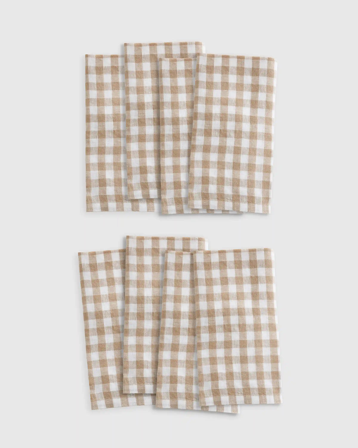 European Linen Gingham Napkins, Set of 8