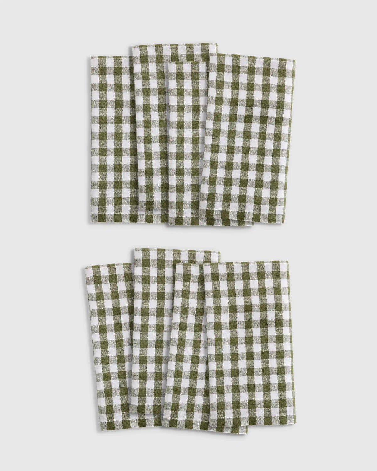European Linen Gingham Napkins, Set of 8