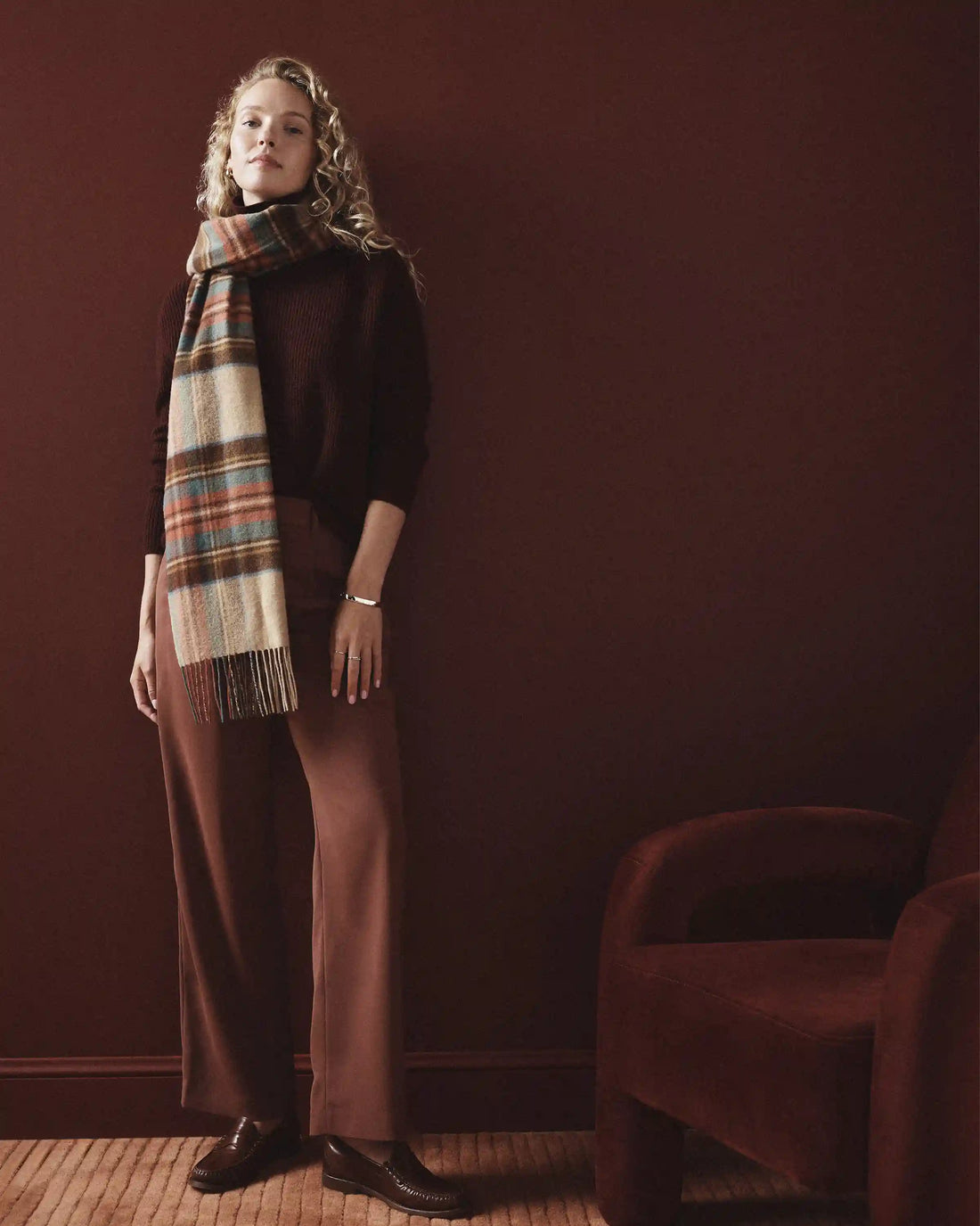 Mongolian Cashmere Tartan Scarf