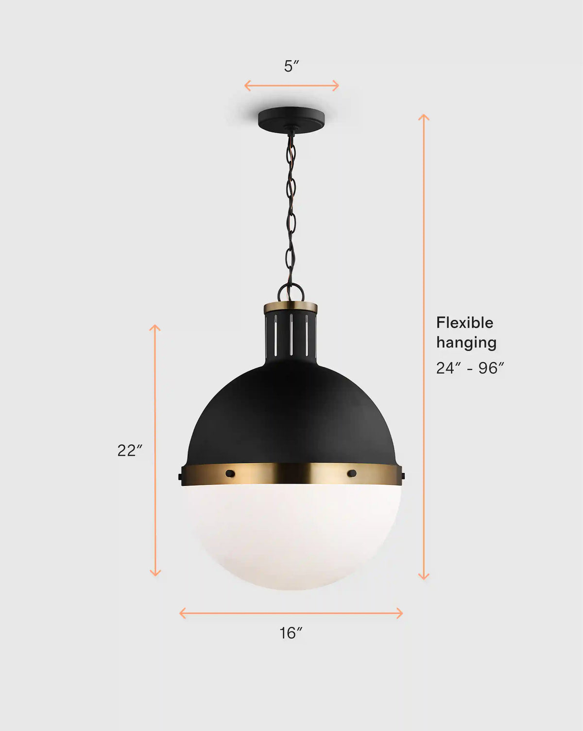 Industrial Shaded Globe Pendant