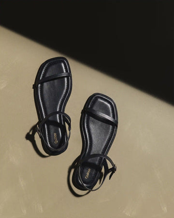 Italian Leather Ankle Strap Flat Sandal