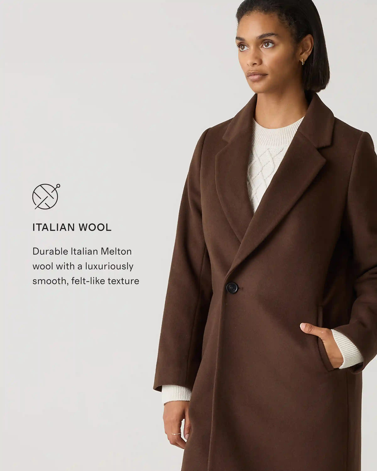 Italian Wool Classic Single-Breasted Coat