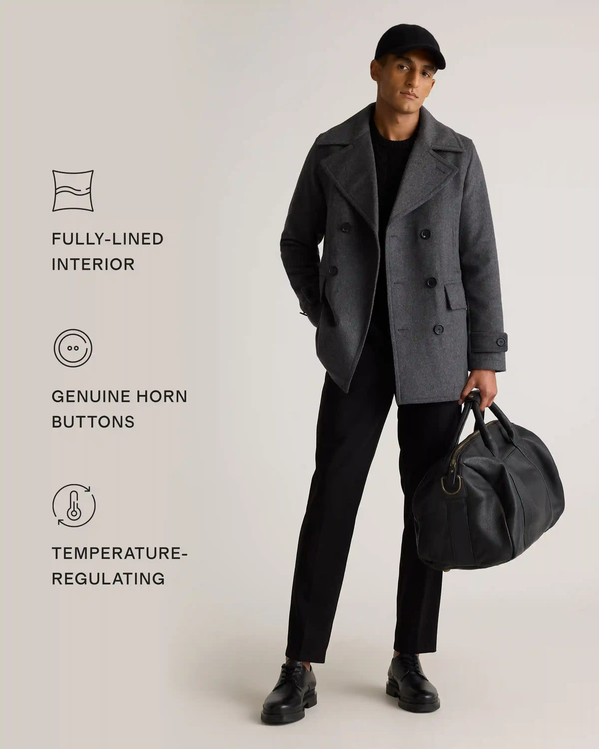 Italian Wool Double-Breasted Slouch Coat